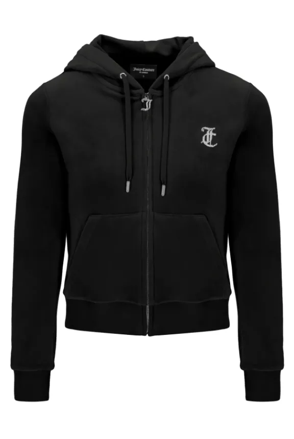 arched_diamante_classic_v_2-1.webp Juicy Couture Arched Diamante Classic Velour Zip Hoodie - Black | Suits & Co-Ordinates | Shirts And Tops