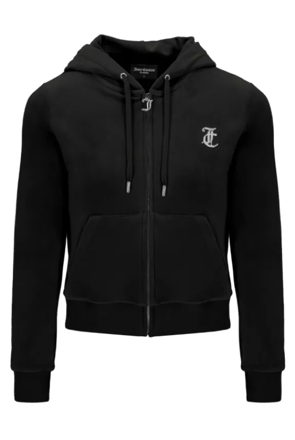 arched_diamante_classic_v_3-1.webp Juicy Couture Arched Diamante Classic Velour Zip Hoodie - Black | Suits & Co-Ordinates | Shirts And Tops