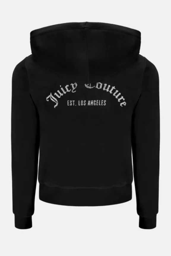 arched_diamante_classic_v_6-1.webp Juicy Couture Arched Diamante Classic Velour Zip Hoodie - Black | Suits & Co-Ordinates | Shirts And Tops