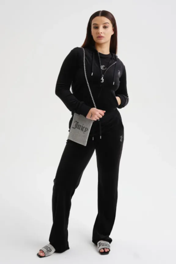 arched_diamante_classic_v_8.webp Juicy Couture Arched Diamante Classic Velour Zip Hoodie - Black | Suits & Co-Ordinates | Shirts And Tops
