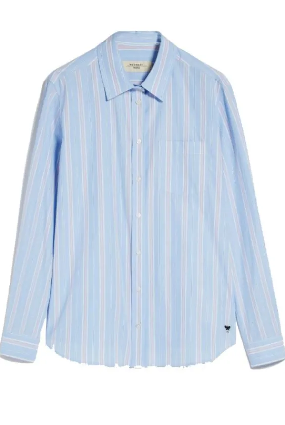 Weekend MaxMara Bahamas Striped Poplin Shirt - Sky Blue | Shirts And Tops