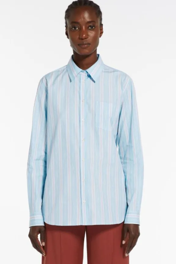 bahamas_striped_poplin_sh_3.webp Weekend MaxMara Bahamas Striped Poplin Shirt - Sky Blue | Shirts And Tops