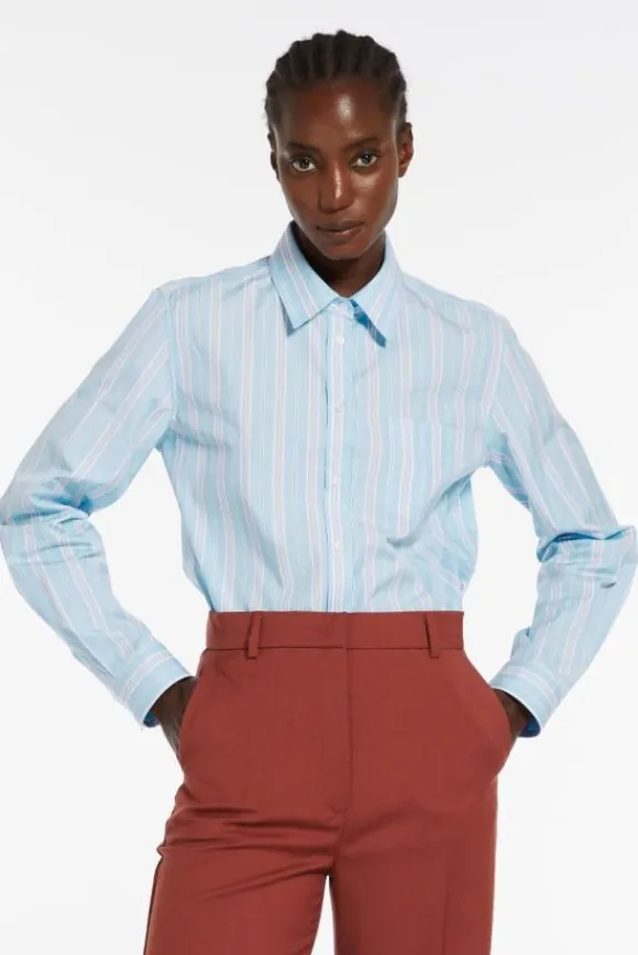 bahamas_striped_poplin_sh_4.webp Weekend MaxMara Bahamas Striped Poplin Shirt - Sky Blue | Shirts And Tops