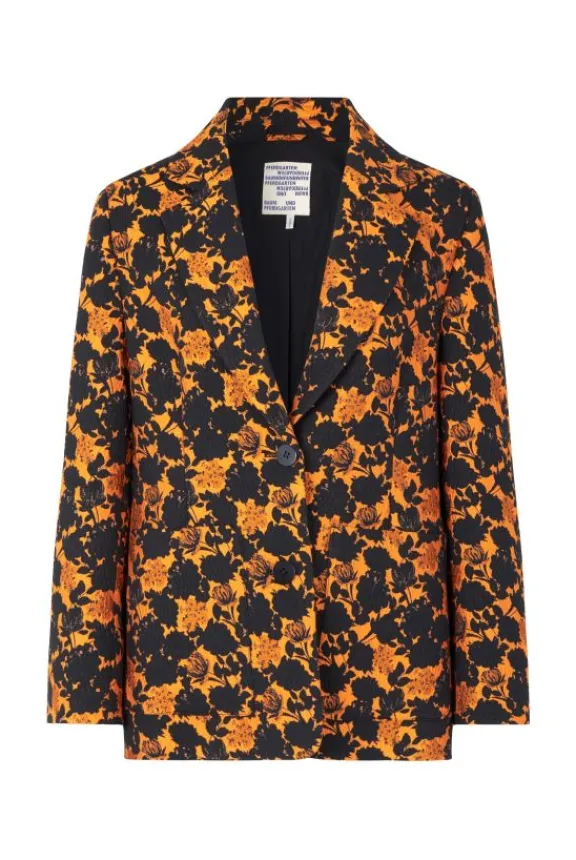 Baum Und Pferdgarten Bia Blazer - Orange Black Flower | Suits & Co-Ordinates | Jackets And Coats
