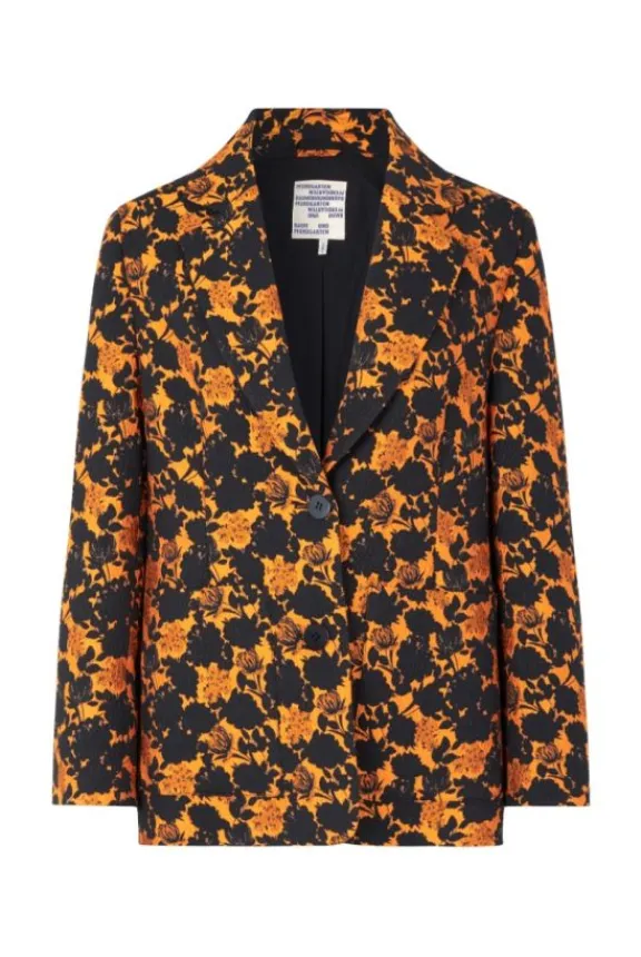 Baum Und Pferdgarten Bia Blazer - Orange Black Flower | Suits & Co-Ordinates | Jackets And Coats