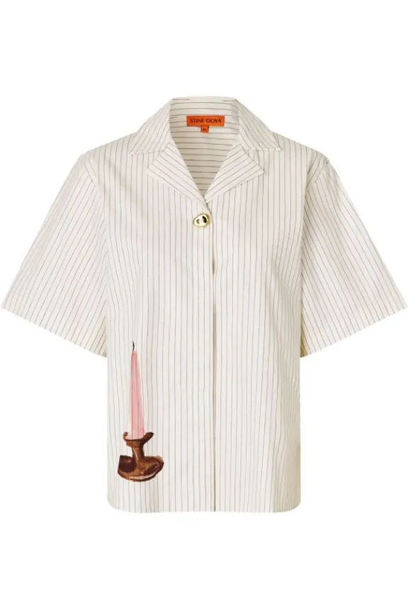 bowling_collar_shirt__can_2.webp Stine Goya Bowling Collar Shirt - Candle Stripe | Suits & Co-Ordinates | Shirts And Tops