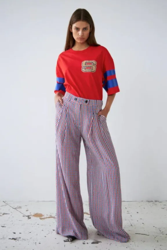 Stella Nova Checked Pants - Red Checks | Trousers And Playsuits