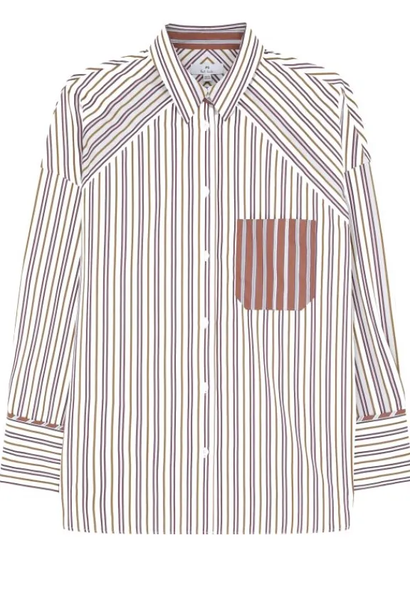 Paul Smith Contrast Stripe Cotton Shirt - Tan | Shirts And Tops