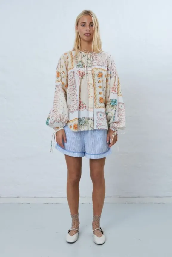 cotton_tissue_printed_blo_2.webp Stella Nova Cotton Tissue Printed Blouse - Handkerchief Print | Shirts And Tops