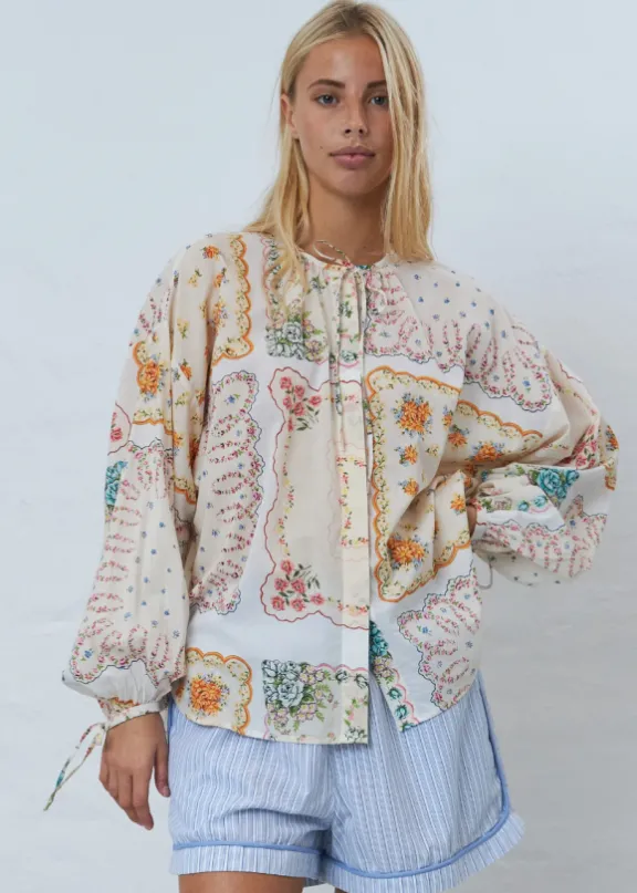 cotton_tissue_printed_blo_4.webp Stella Nova Cotton Tissue Printed Blouse - Handkerchief Print | Shirts And Tops
