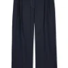Paul Smith Cotton-Blend Pleated Cropped Trousers - Navy | Trousers And Playsuits