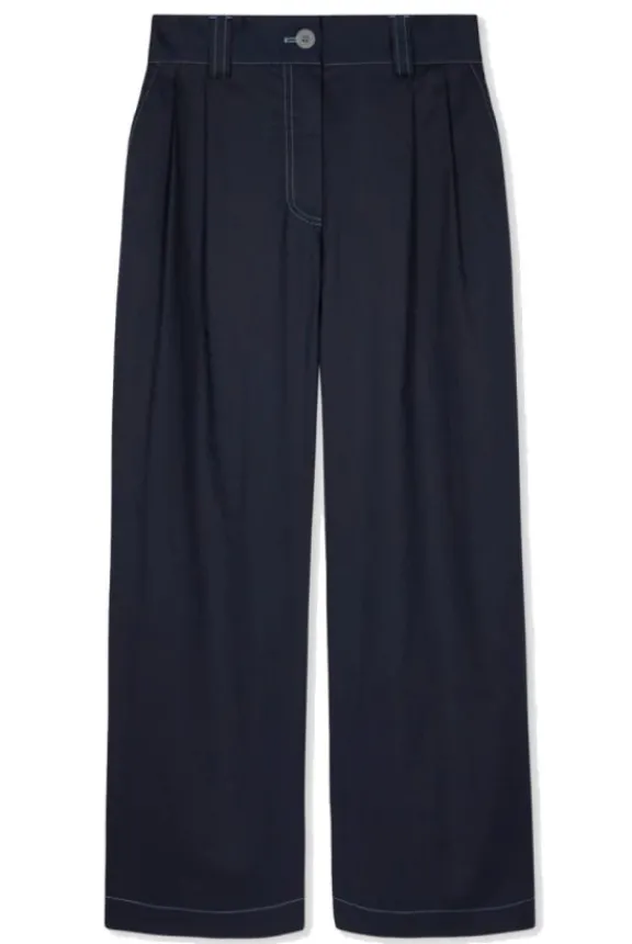 cottonblend_pleated_cropp_4.webp Paul Smith Cotton-Blend Pleated Cropped Trousers - Navy | Trousers And Playsuits