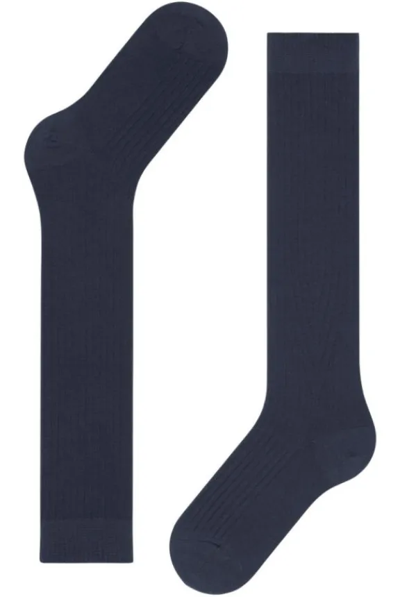 cross_knit_kneehigh_socks_3.webp Falke Cross Knit Knee-high Socks - Space Blue | Hosiery | Gifts