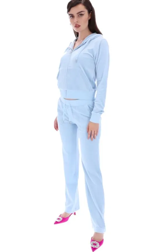 Juicy Couture Del Ray Classic Velour Pocketed Bottoms - Cool Blue | Trousers And Playsuits