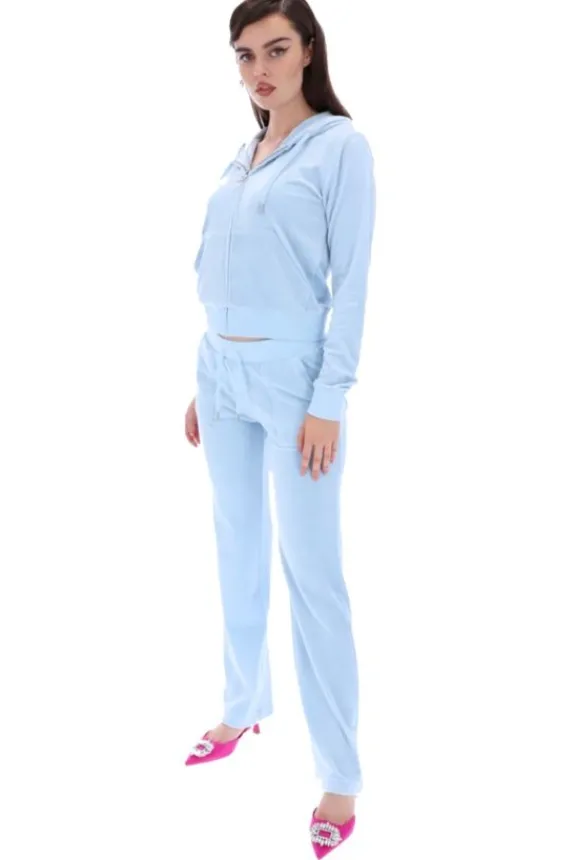 Juicy Couture Del Ray Classic Velour Pocketed Bottoms - Cool Blue | Trousers And Playsuits