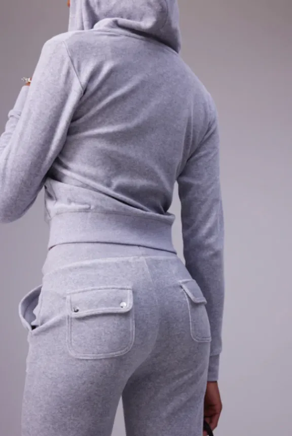 del_ray_classic_velour_po_5-2.webp Juicy Couture Del Ray Classic Velour Pocketed Bottoms - Silver Marl | Trousers And Playsuits | Suits & Co-Ordinates