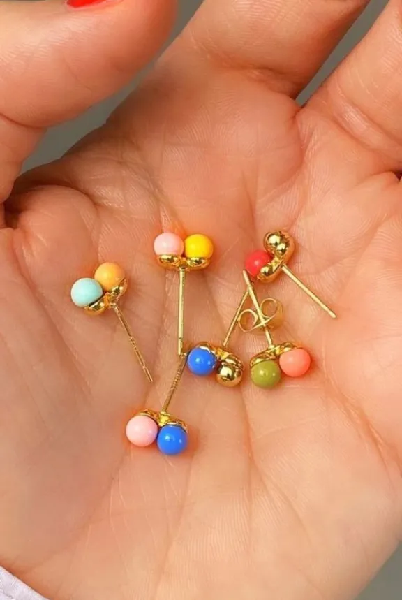 Lulu Copenhagen Double Colour Ball One Piece Enamel - Light Pink/Yellow | Jewellery
