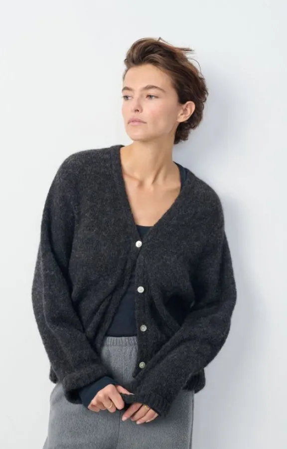 east_cardigan__charcoal_m_3.webp American Vintage East Cardigan - Charcoal Melange | Knitwear