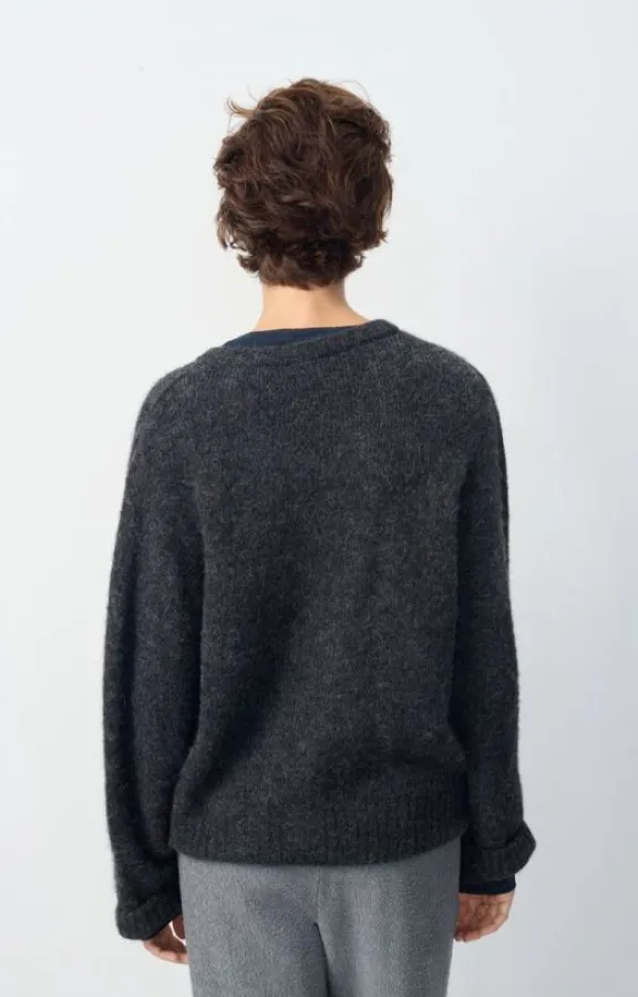 east_cardigan__charcoal_m_4.webp American Vintage East Cardigan - Charcoal Melange | Knitwear