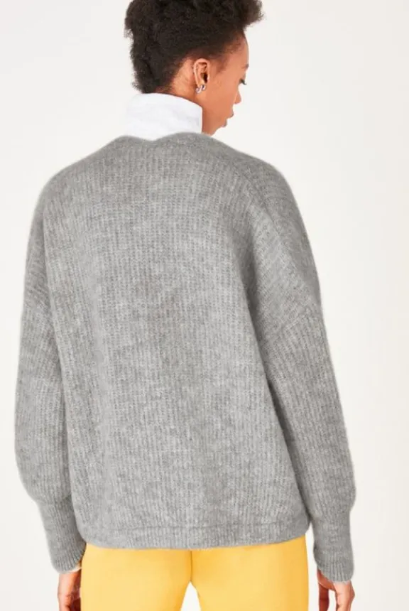 east_short_cardigan__char_2.webp American Vintage East Short Cardigan - Charcoal Melange | Knitwear