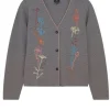 Paul Smith Embroidered Flowers Knitted Cardigan - Navy | Knitwear