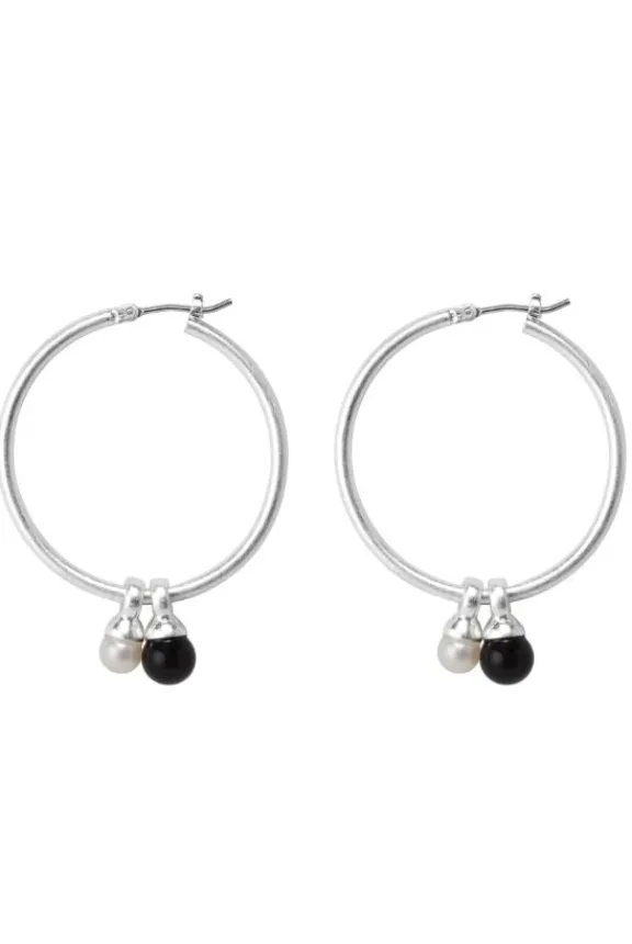 Sence Copenhagen Essentials Be a Star Earrings 3.5cm - Pearl & Black Agate | Jewellery