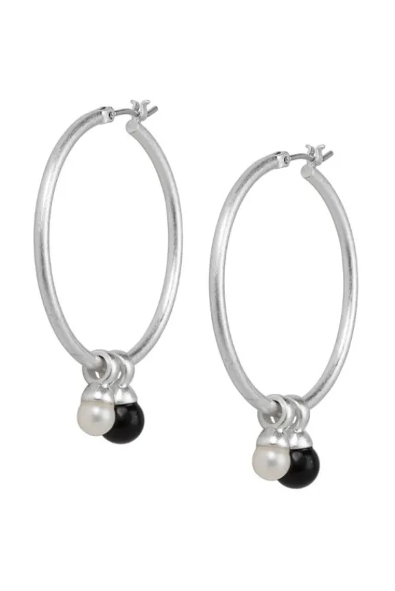 Sence Copenhagen Essentials Be a Star Earrings 3.5cm - Pearl & Black Agate | Jewellery