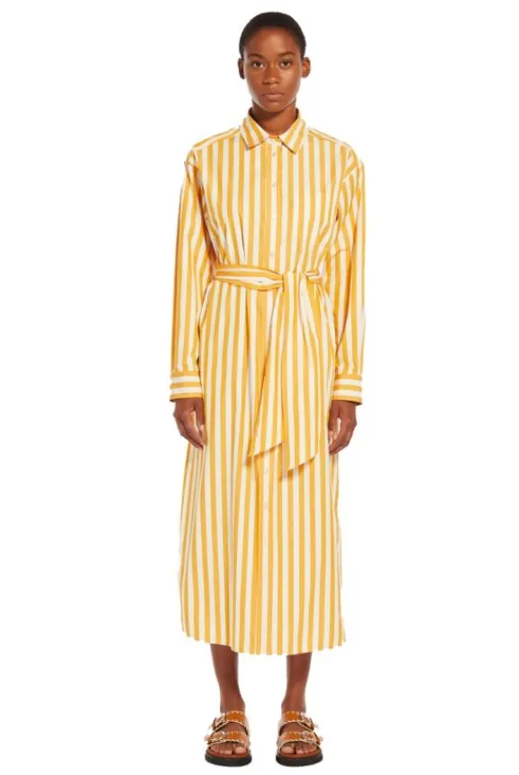 falasco_cotton_poplin_dre_2.webp Weekend MaxMara Falasco Cotton Poplin Dress - Ochre | Dresses