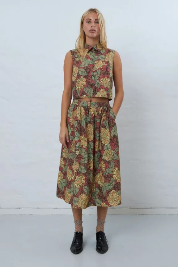 Stella Nova Flower Print Cotton Midi Skirt - Wild Flowers | Skirts