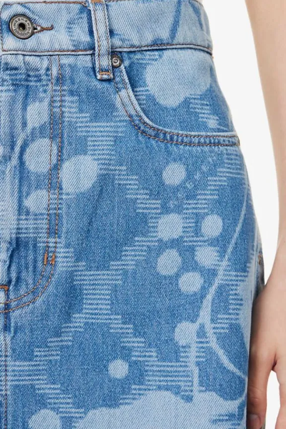 fonte_floral_pattern_deni_6.webp Weekend MaxMara Fonte Floral Pattern Denim Midi Skirt - Blue | Skirts