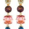 Les Néréides Four Diamanté Stone Multicoloured Clip-On Earrings | Jewellery