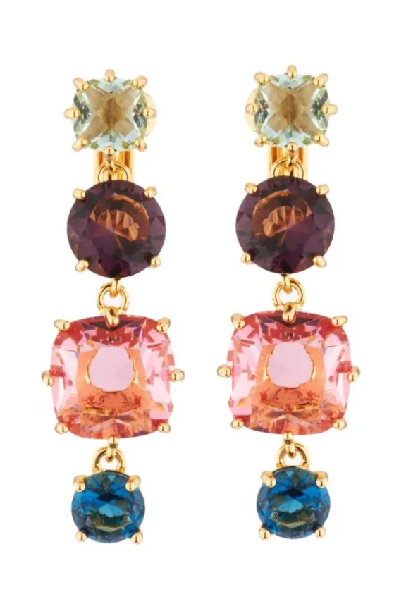 Les Néréides Four Diamanté Stone Multicoloured Clip-On Earrings | Jewellery
