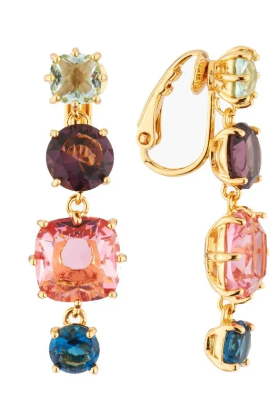 Les Néréides Four Diamanté Stone Multicoloured Clip-On Earrings | Jewellery