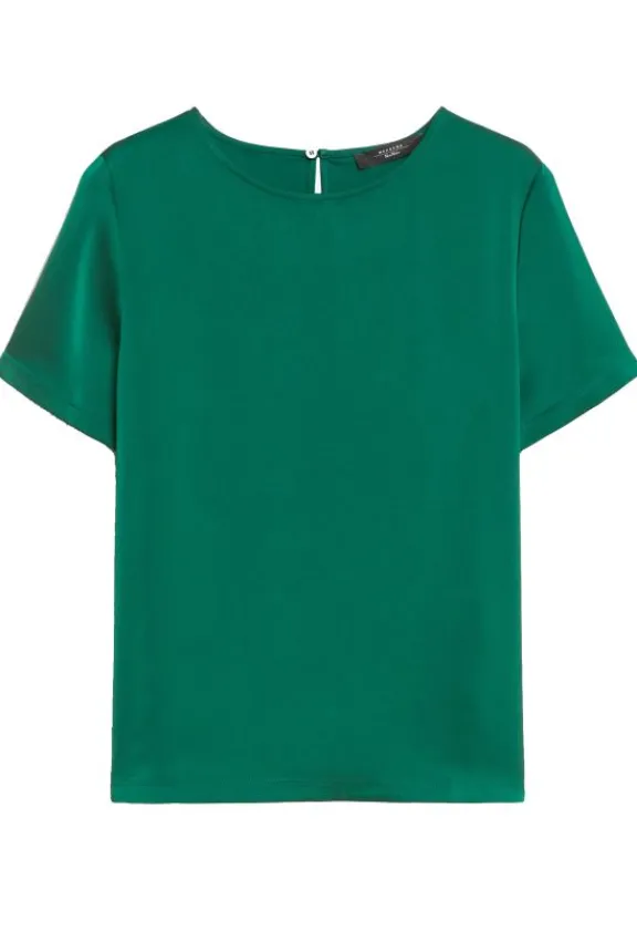 Weekend MaxMara Gilbert Satin & Jersey T-Shirt - Green | Shirts And Tops