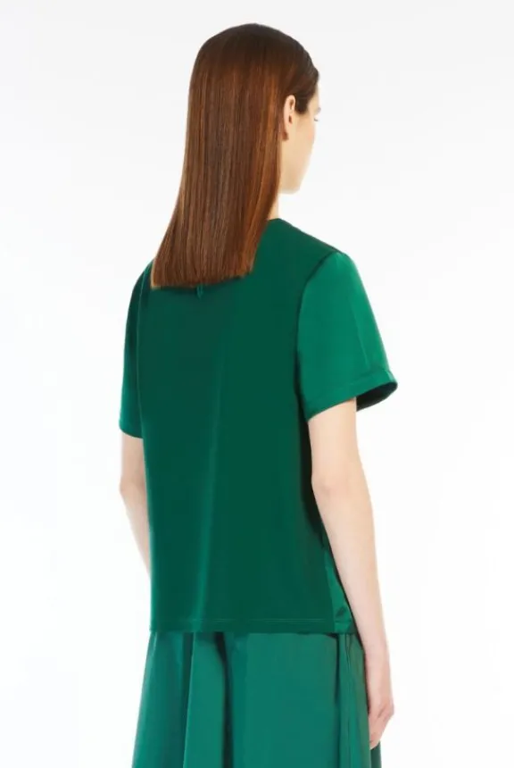 gilbert_satin_amp_jersey__4.webp Weekend MaxMara Gilbert Satin & Jersey T-Shirt - Green | Shirts And Tops