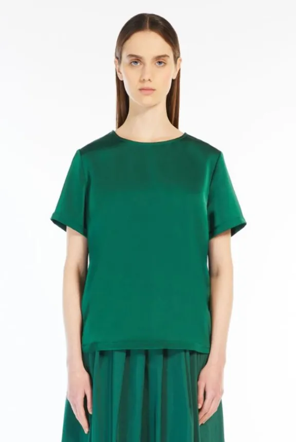 gilbert_satin_amp_jersey__5.webp Weekend MaxMara Gilbert Satin & Jersey T-Shirt - Green | Shirts And Tops