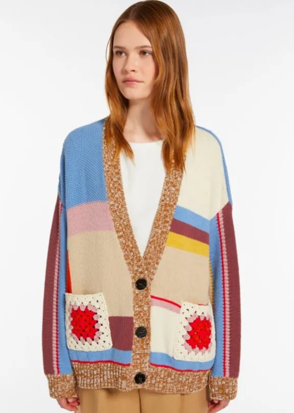 giorno_patchwork_cotton_c_5.webp Weekend MaxMara Giorno Patchwork Cotton Cardigan - Multicolour | Knitwear