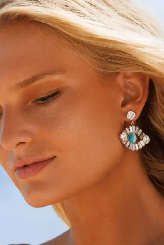 greek_eye_statement_earri_2.webp Caroline Svedbom Greek Eye Statement Earrings - Gold/Aquamarine | Jewellery