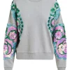 Essentiel Antwerp Hecrazy Embroidered Sweatshirt- Nimbus Cloud | Shirts And Tops | Knitwear
