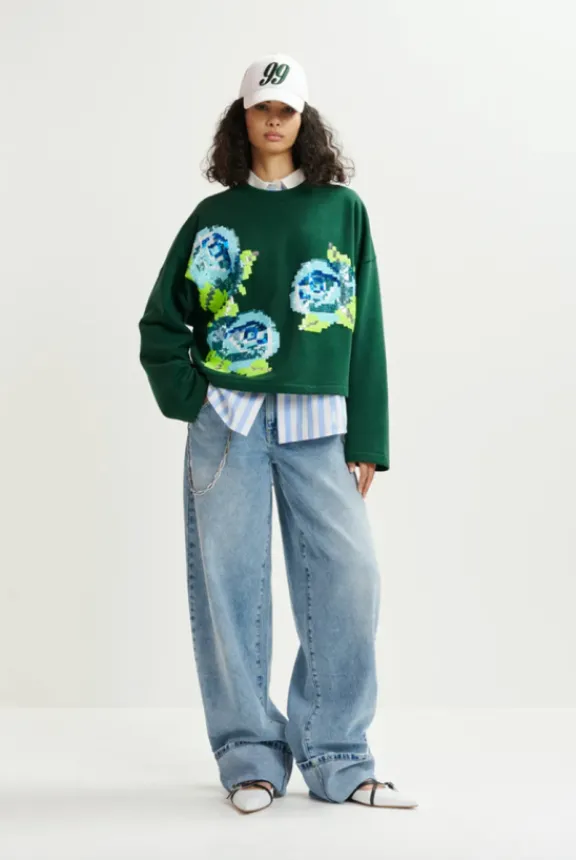 hedance_embroidered_sweat_8.webp Essentiel Antwerp Hedance Embroidered Sweatshirt - Pink Needle | Shirts And Tops | Knitwear