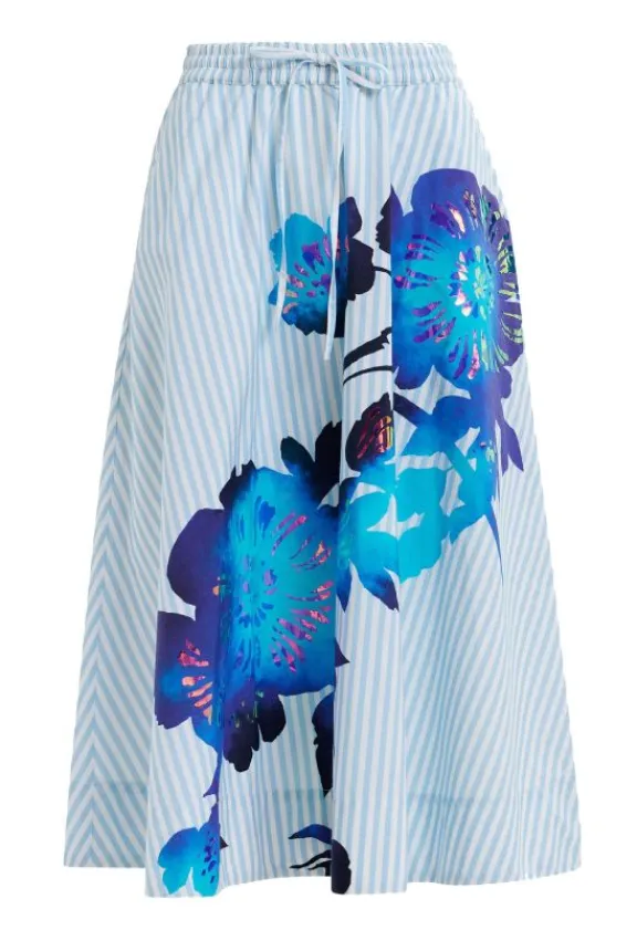 Essentiel Antwerp Hemini Foil Print Skirt - Blue | Suits & Co-Ordinates | Skirts