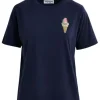 Essentiel Antwerp Hicecream Embroidered T-Shirt - Dark Sapphire | Shirts And Tops