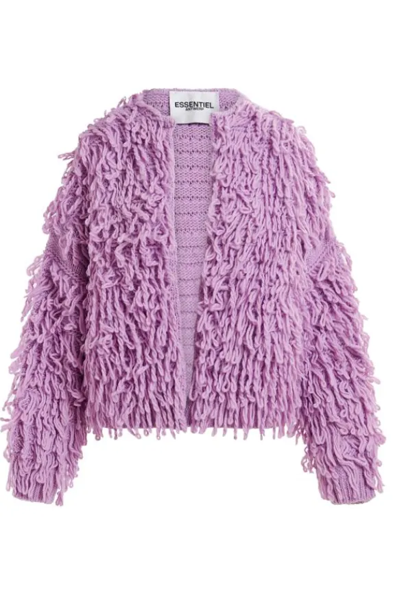 Essentiel Antwerp Hinwood Oversized Loop Stitch Knit - Bellflower | Knitwear | Jackets And Coats
