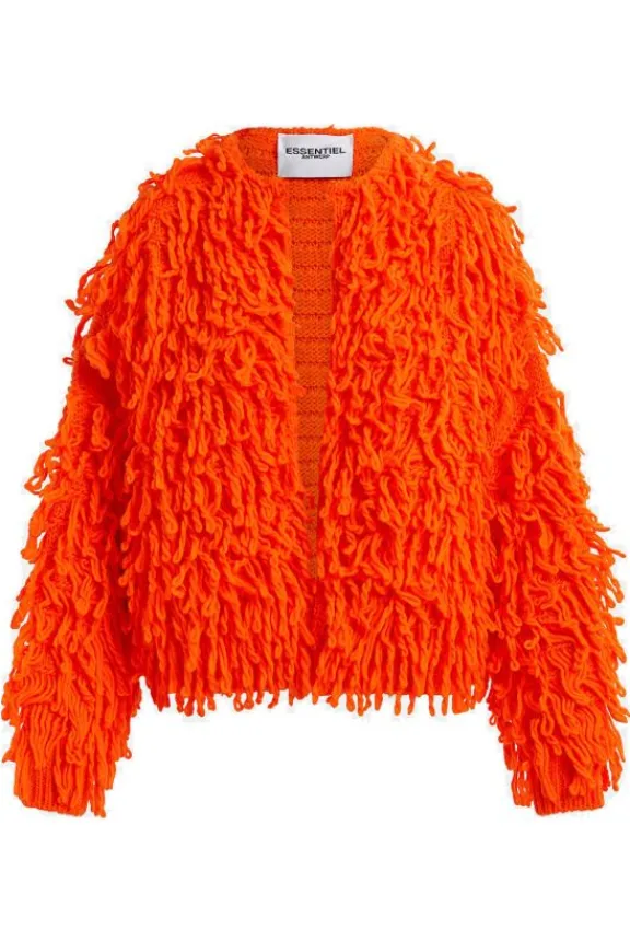 Essentiel Antwerp Hinwood Oversized Loop Stitch Knit - Burnt Orange | Knitwear | Jackets And Coats