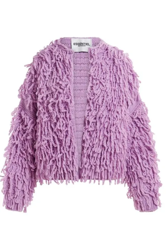 Essentiel Antwerp Hinwood Oversized Loop Stitch Knit - Bellflower | Knitwear | Jackets And Coats