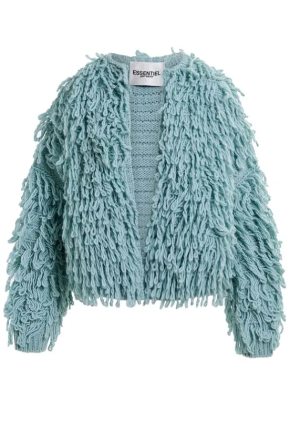 Essentiel Antwerp Hinwood Oversized Loop Stitch Knit- Neptune Green | Knitwear | Jackets And Coats