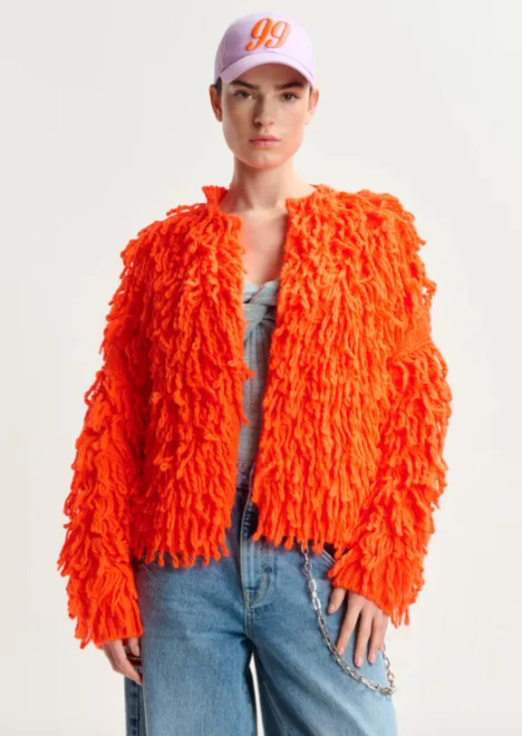 hinwood_oversized_loop_st_2.webp Essentiel Antwerp Hinwood Oversized Loop Stitch Knit - Burnt Orange | Knitwear | Jackets And Coats