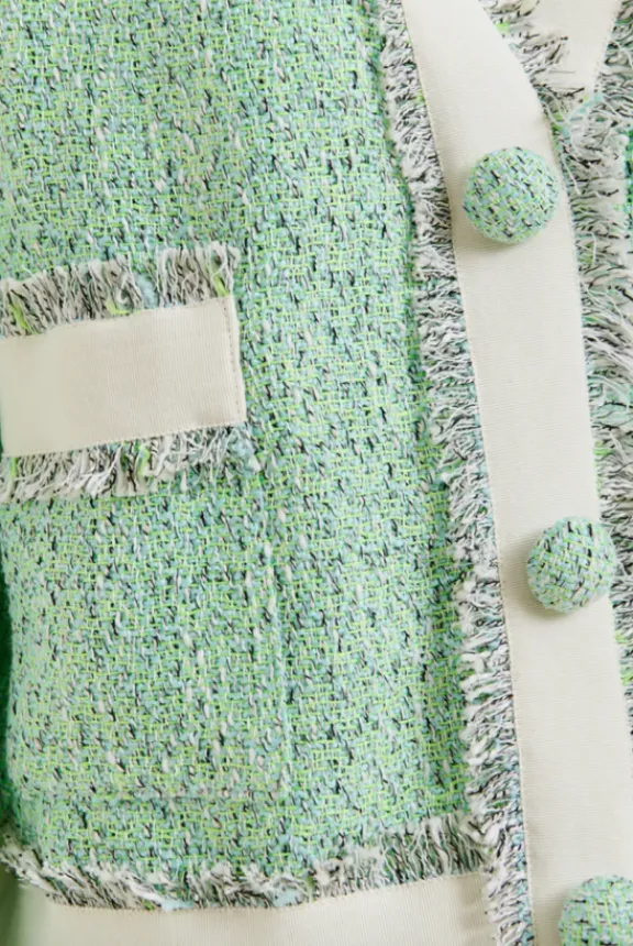 hoola_cropped_tweed_cardi_6.webp Essentiel Antwerp Hoola Cropped Tweed Cardigan - Neptune Green | Shirts And Tops | Jackets And Coats