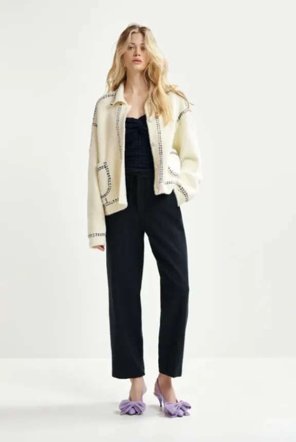 hoops_cardigan_with_bow___5.webp Essentiel Antwerp Hoops Cardigan with Bow - Sour Cream | Knitwear