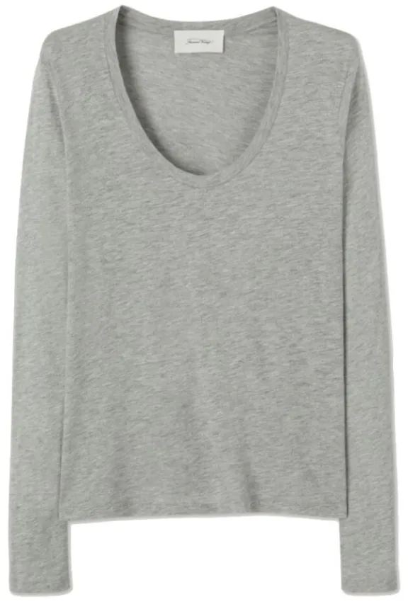 American Vintage Jacksonville Long Sleeve T-Shirt - Heather Grey | Shirts And Tops